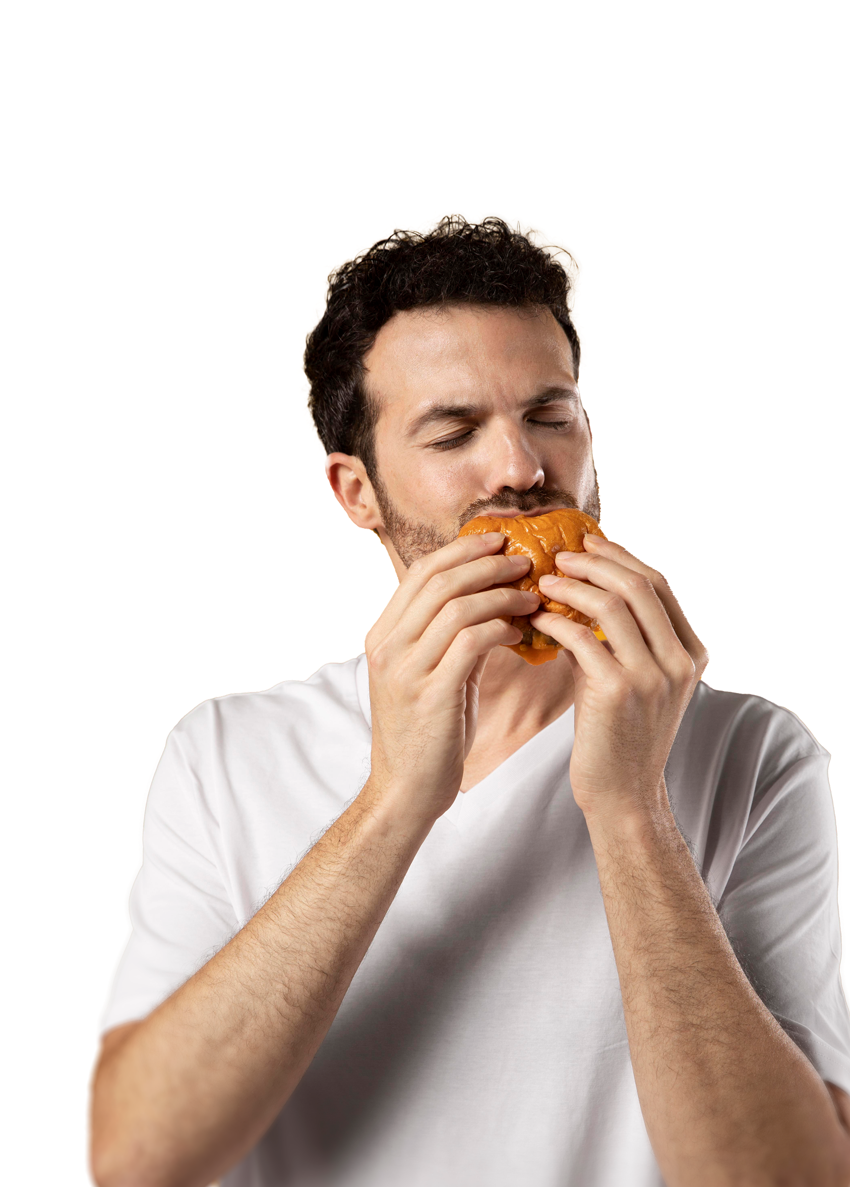 man enjoying eating burger 1 1